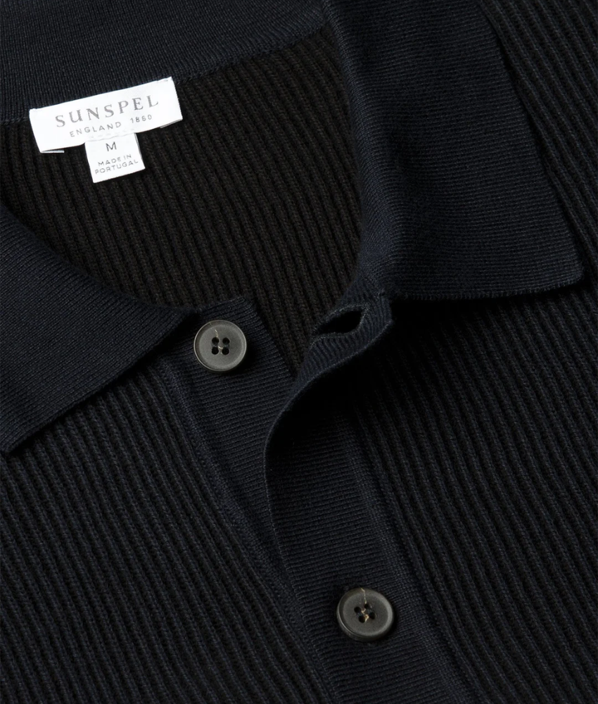 Sunspel Contrast Rib Polo Shirt