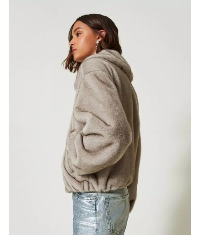 Twinset Crop Faux Fur Jacket