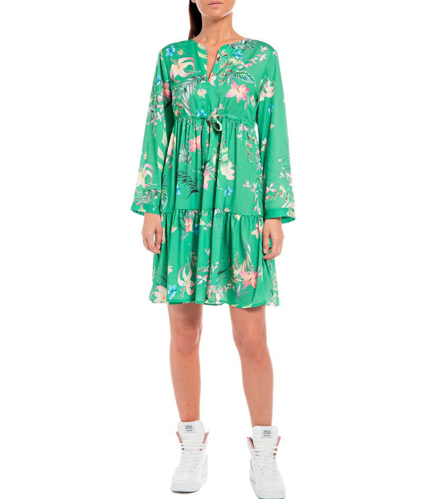 Replay Green Floral Dress nosix.co.uk Replay Green Floral Dress nosix.co.uk