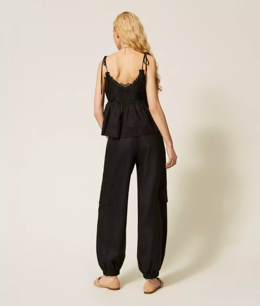 Twinset Linen Anglaise Trouser