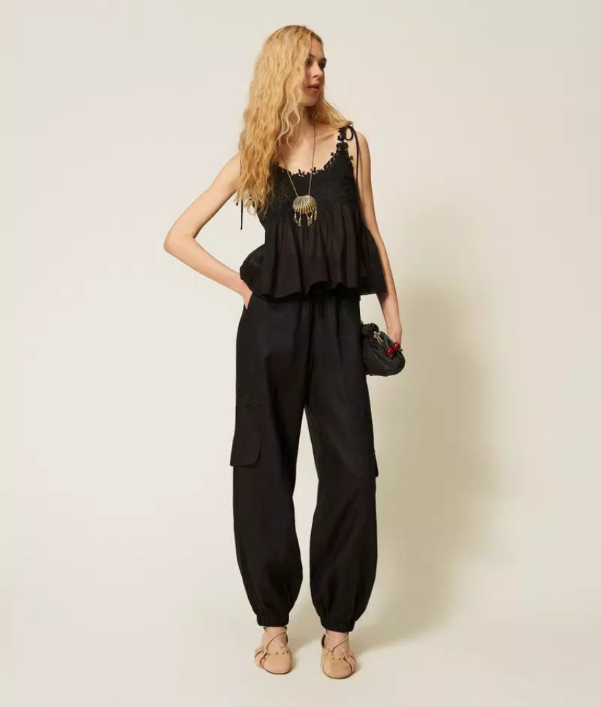 Twinset Linen Anglaise Trouser