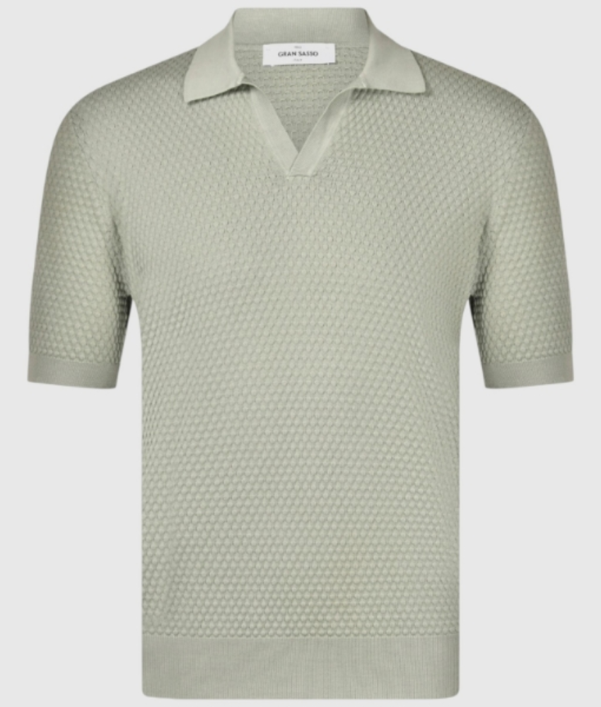 Gran Sasso Popcorn stitch knitted skipper polo