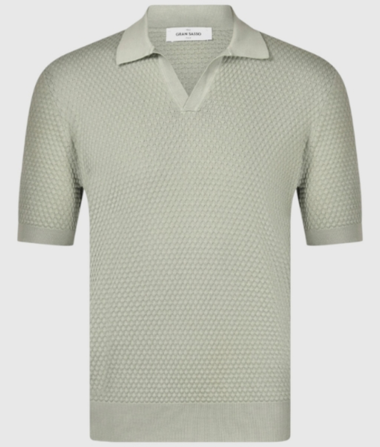 Gran Sasso Popcorn stitch knitted skipper polo