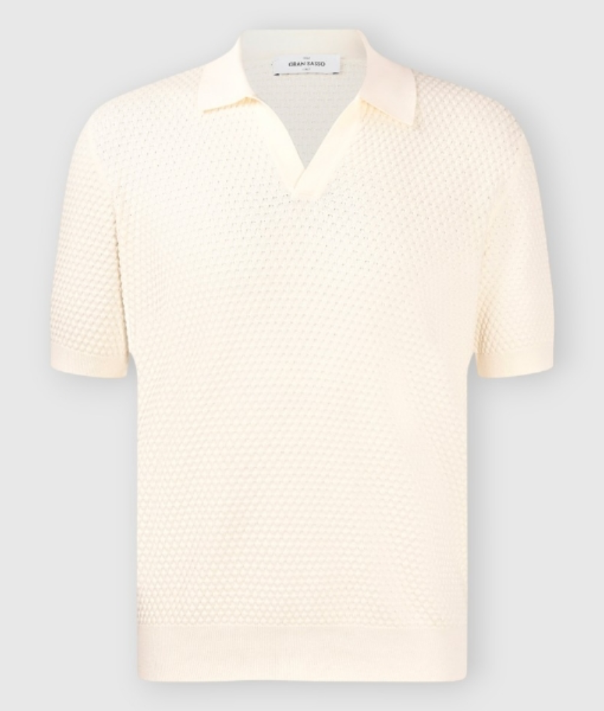 Gran Sasso Popcorn stitch knitted skipper polo