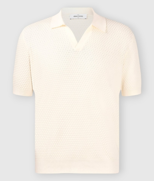 Gran Sasso Popcorn stitch knitted skipper polo