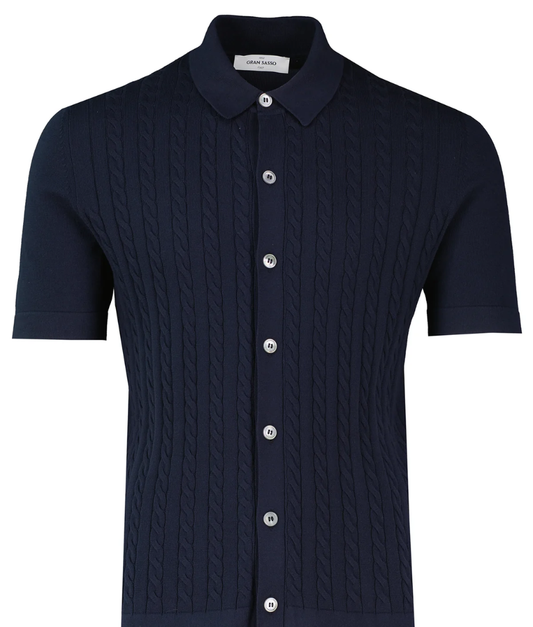 Gran Sasso Cable Knit Full BTN Shirt