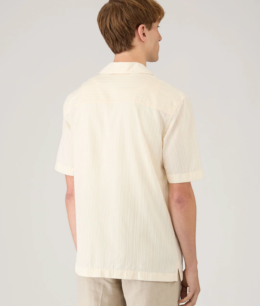 Sunspel Textured Stripe Camp Collar