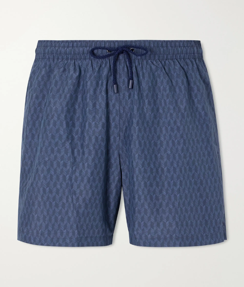 Canali Straight-Leg Mid-Length Printed Swim Shorts