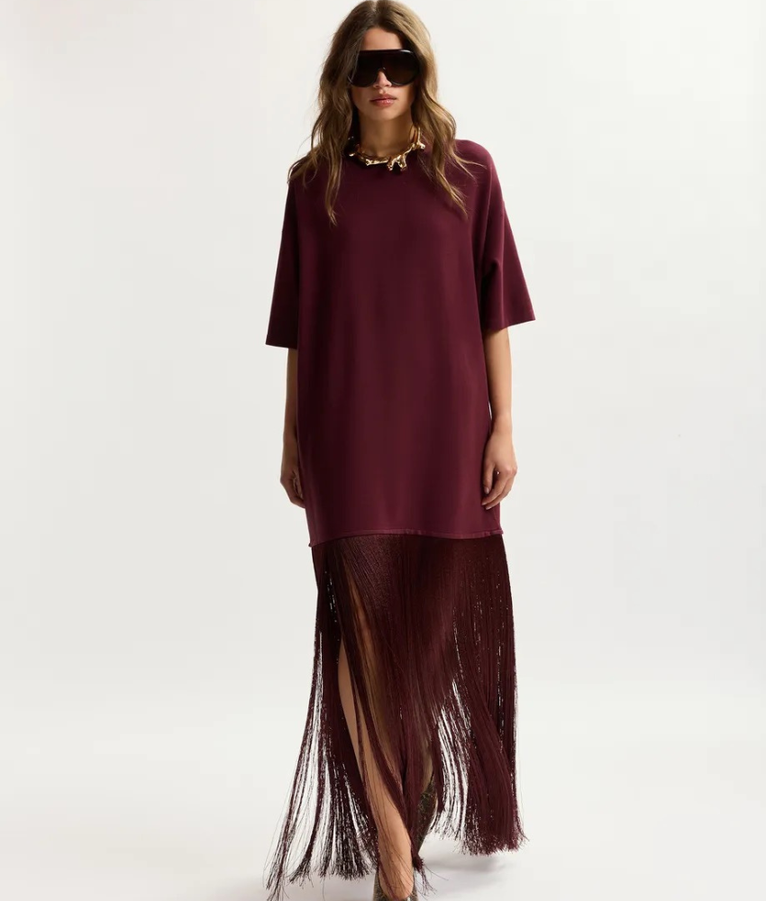 Essential Antwerp Keremony Fringe Dress Deep