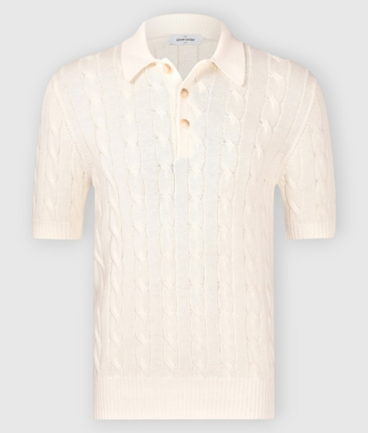 Gran Sasso Ribbed and Cabled Knit Polo