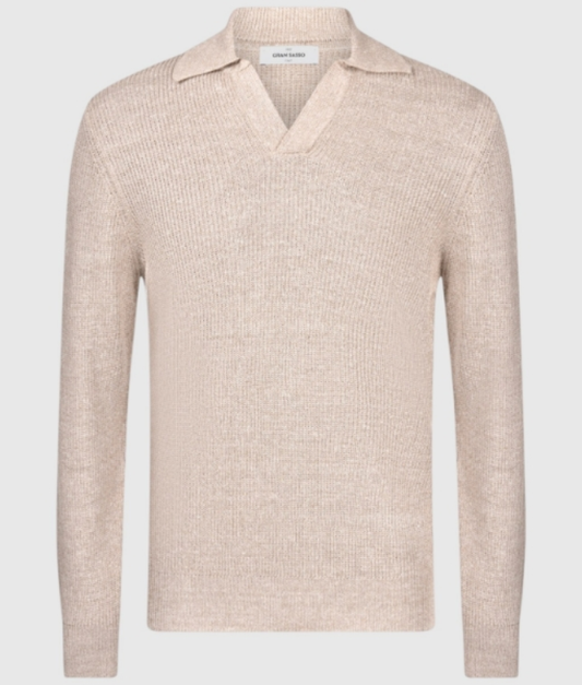 Gran Sasso Fisherman's rib knit skipper polo