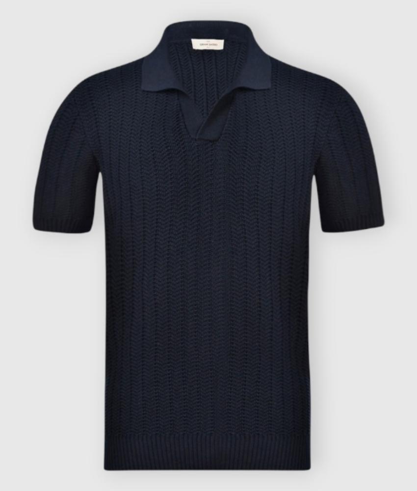 Gran Sasso Ribbed Skipper Neck Polo