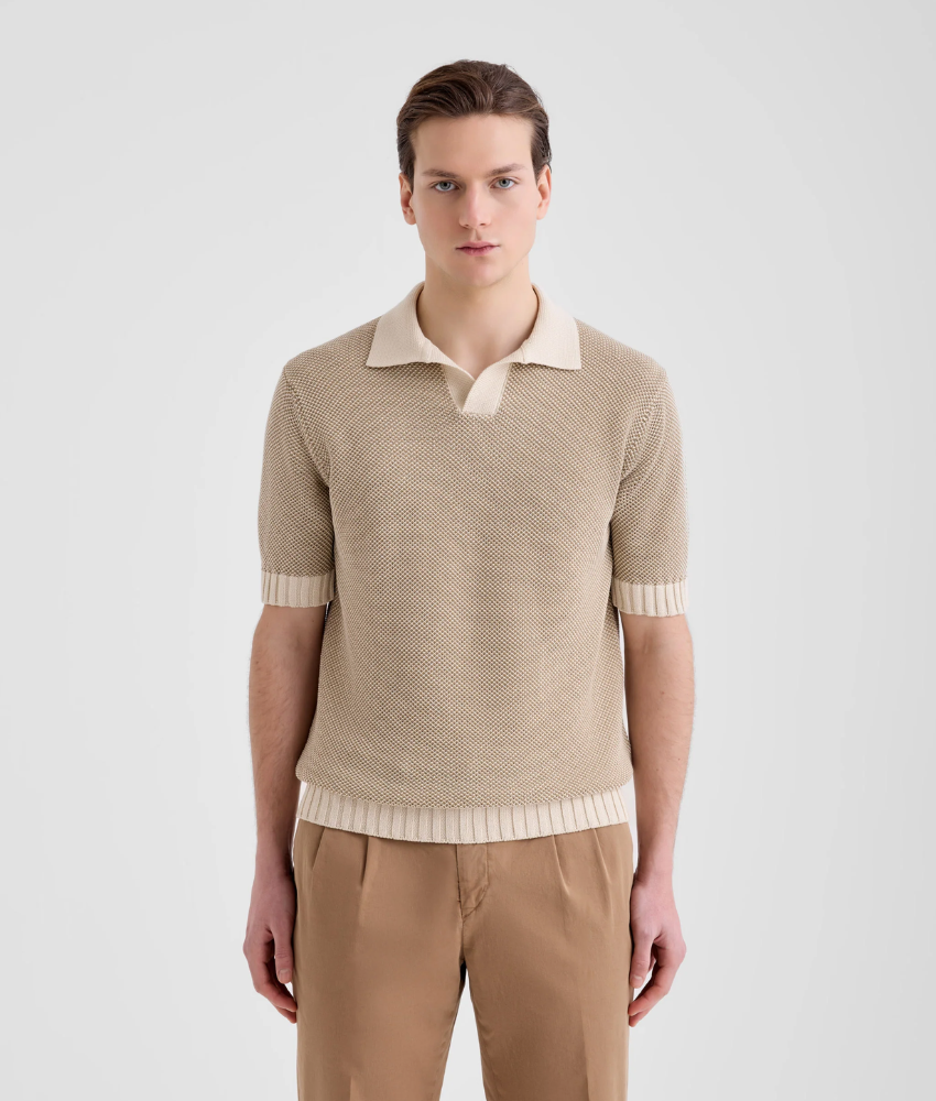 Filippo de Laurentiis Textured Skipper Polo