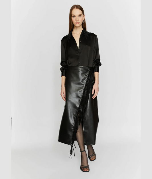 Isabelle Blanche Fringed Wrap Skirt