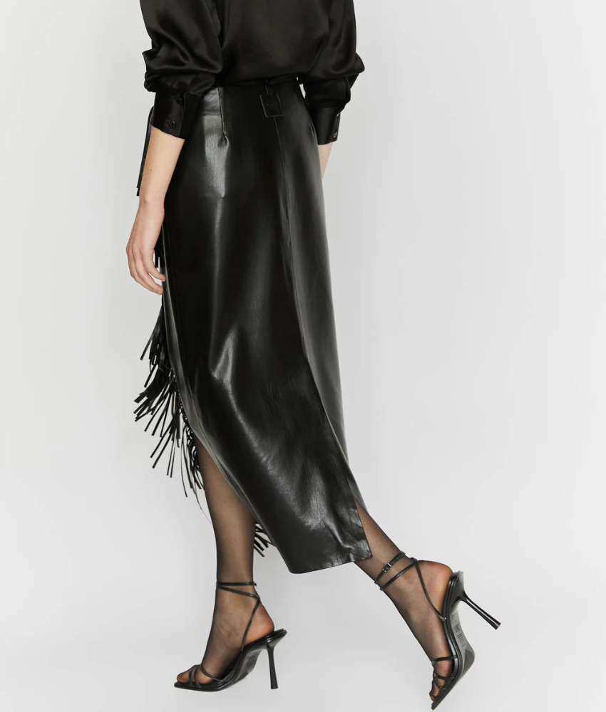 Isabelle Blanche Fringed Wrap Skirt