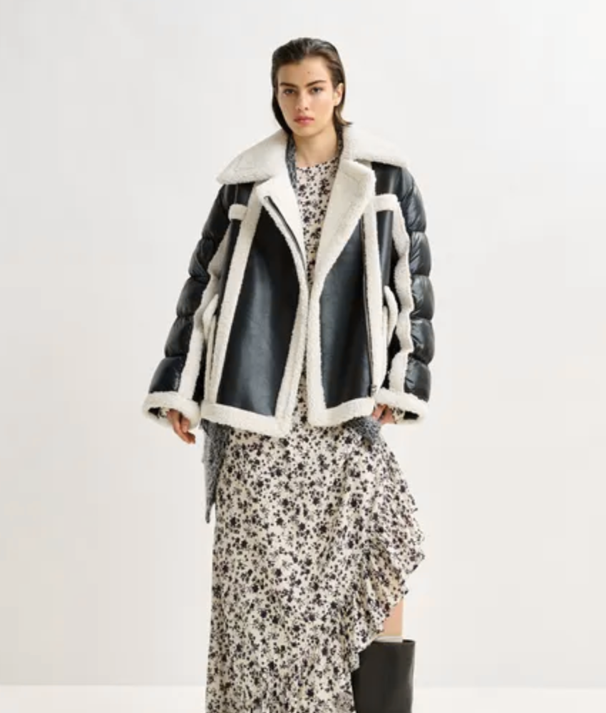 Essentiel Antwerp Ifie Faux fur mix puffer