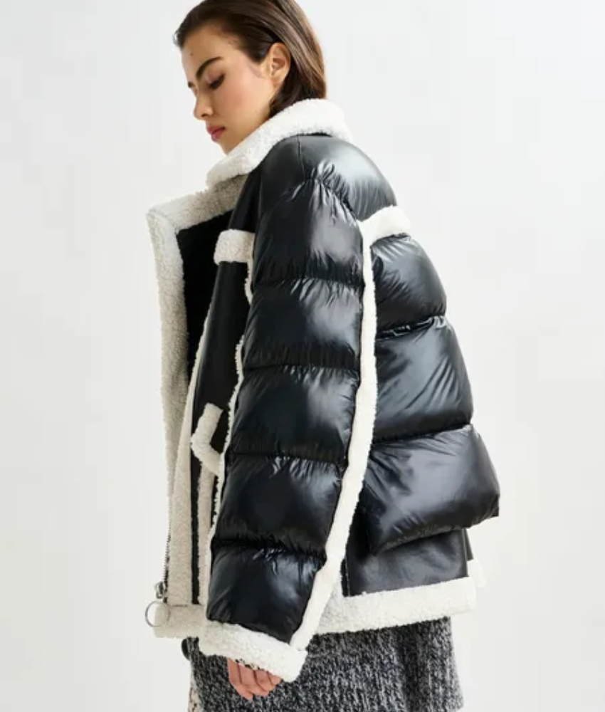 Essentiel Antwerp Ifie Faux fur mix puffer