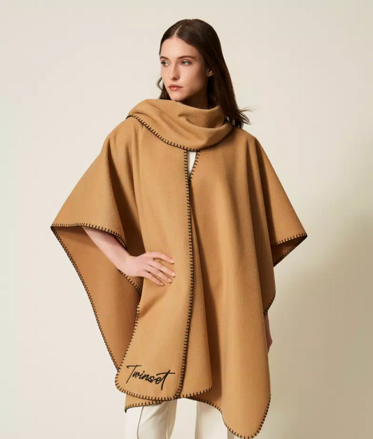 Twinset Woven Cape with Scarf