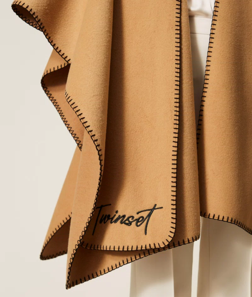 Twinset Woven Cape with Scarf