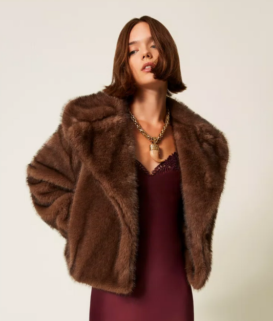 Twinset Cropped Faux Fur Jacket