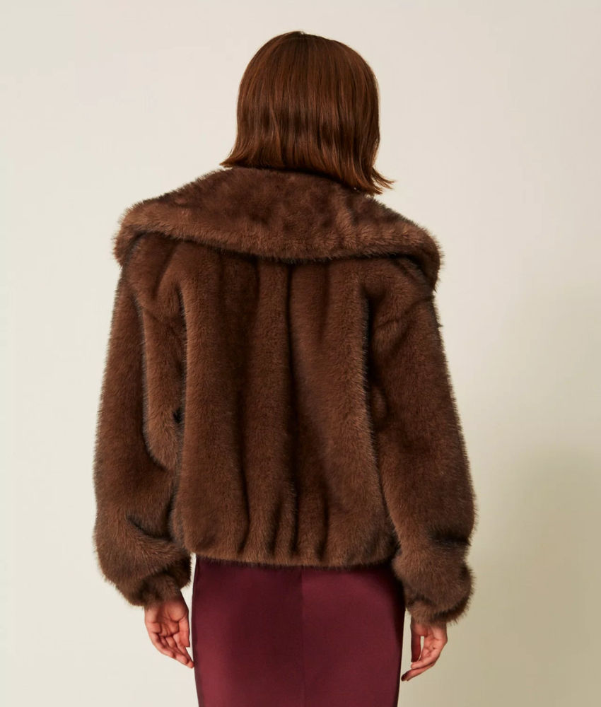 Twinset Cropped Faux Fur Jacket