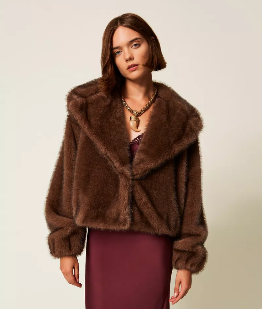 Twinset Cropped Faux Fur Jacket