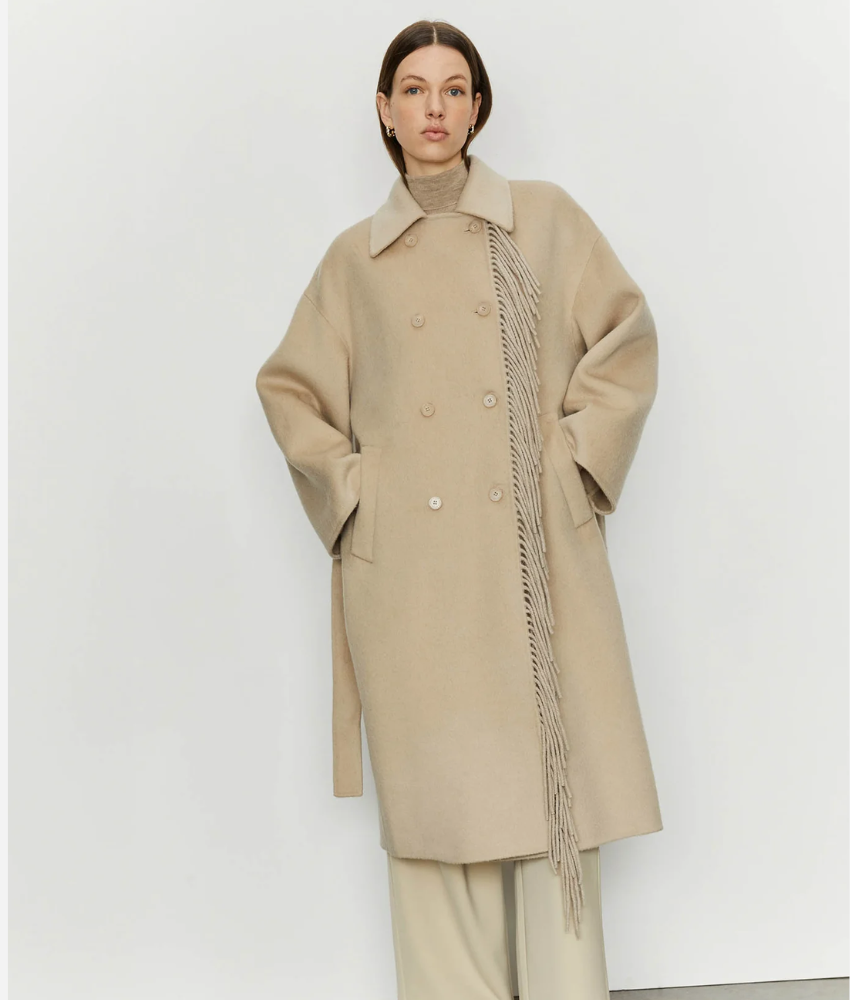 Isabelle Blanche Wool Fringe Coat