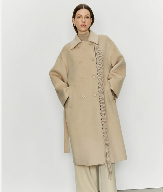 Isabelle Blanche Wool Fringe Coat