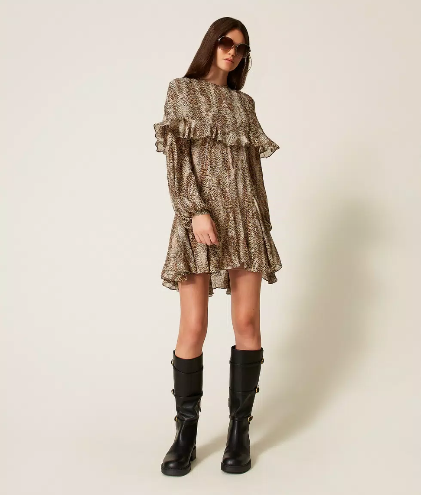 Twinset Animal Print Creponne Dress