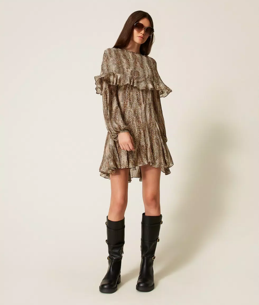 Twinset Animal Print Creponne Dress