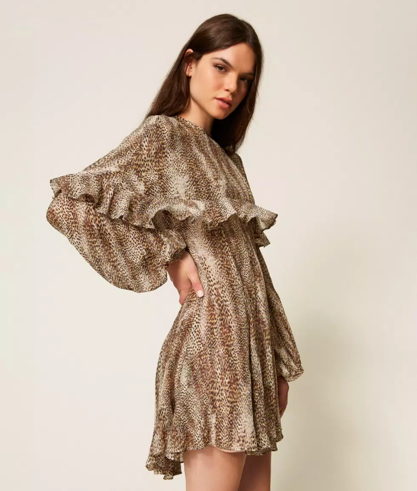 Twinset Animal Print Creponne Dress