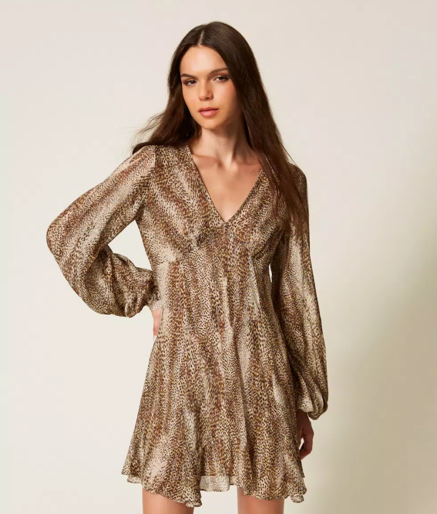Twinset Animal Print Creponne Dress