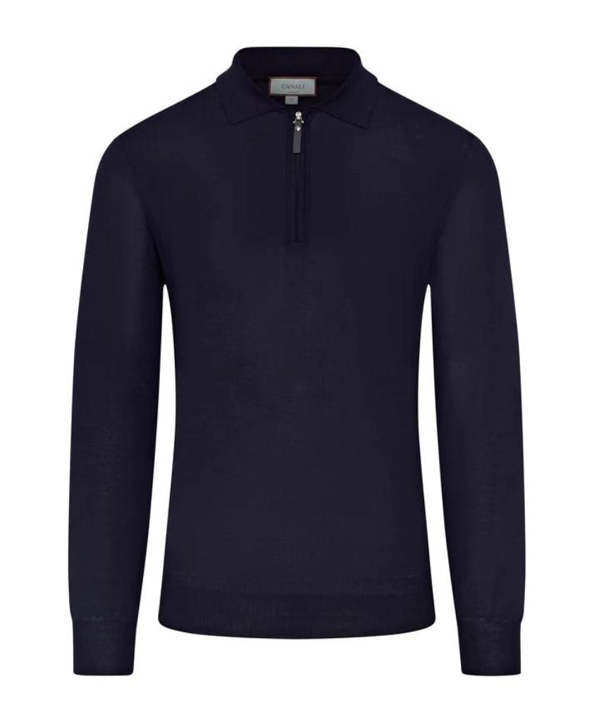 Canali Fine Knit Polo with Zip