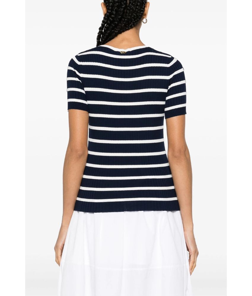 Twinset Striped Cut-Out T Shirt