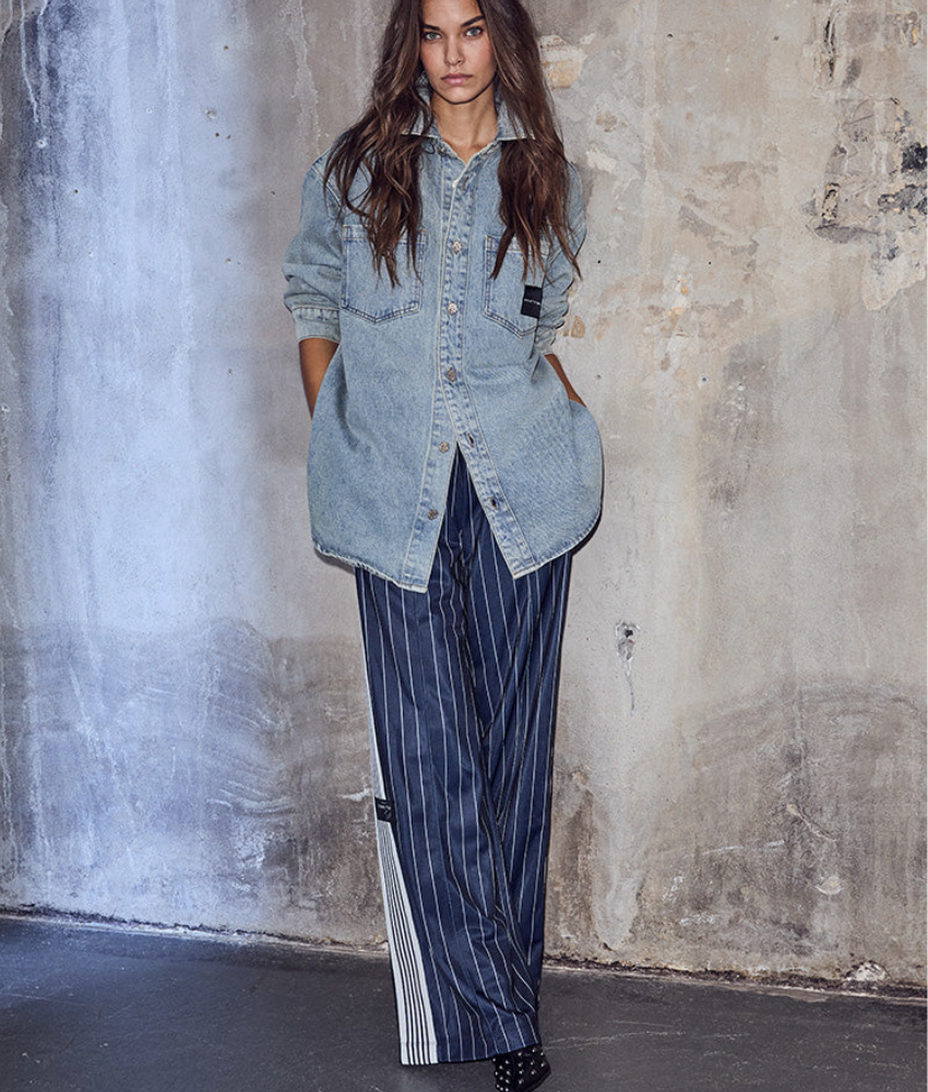 HAUTE LAMITIE  Baggy Pin Stripe Track Pants